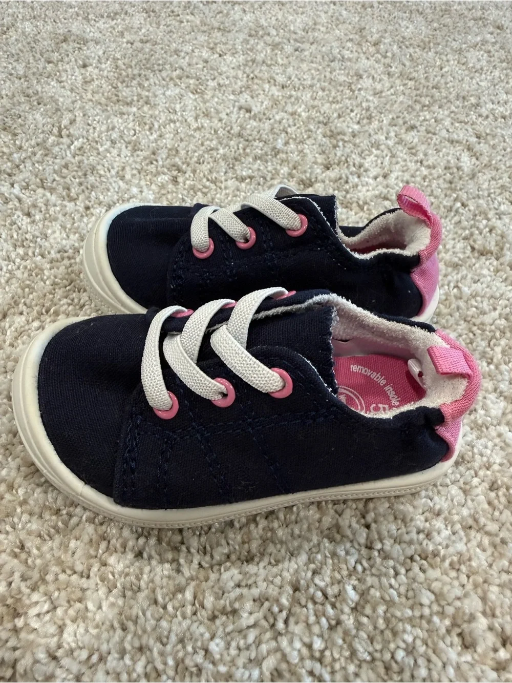 wonder nation Navy and Pink Canvas Lace-Up Kids Sneakers